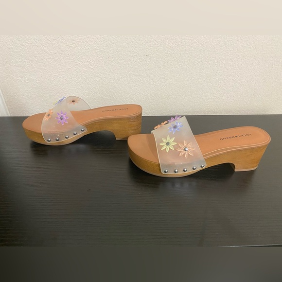 Lucky Brand Fallyn Vinyl Flower Slide Sandals - Clear, Size 7 - Picture 6 of 7